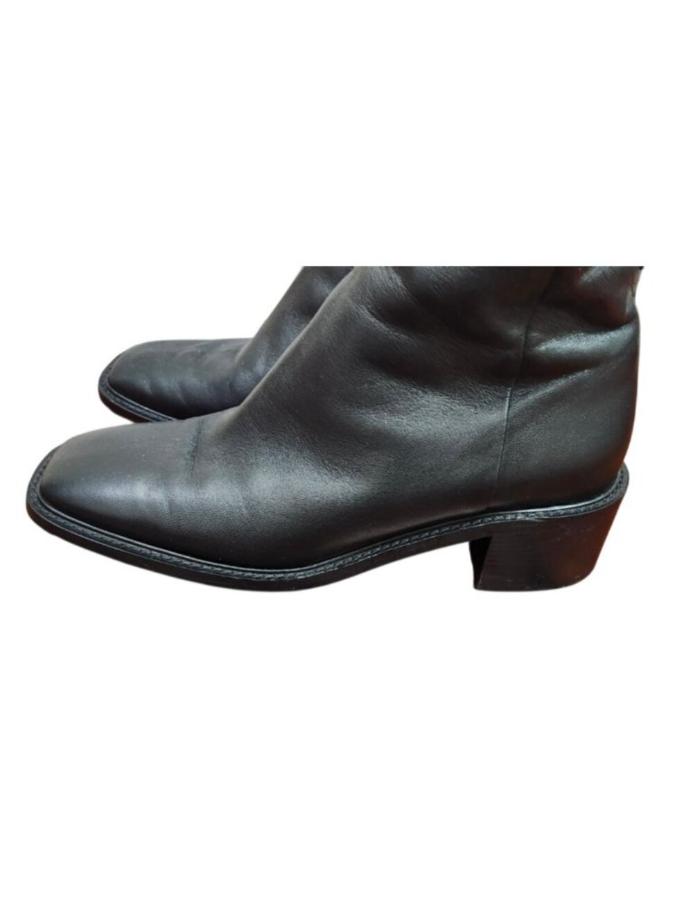 Everlane Day Heel Boot Womens Size 8 Black Leather Ankle Boots Square Toe Zip - Picture 9 of 14